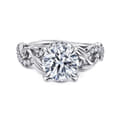 Camelia - 14K White Gold Floral Round Diamond Engagement Ring