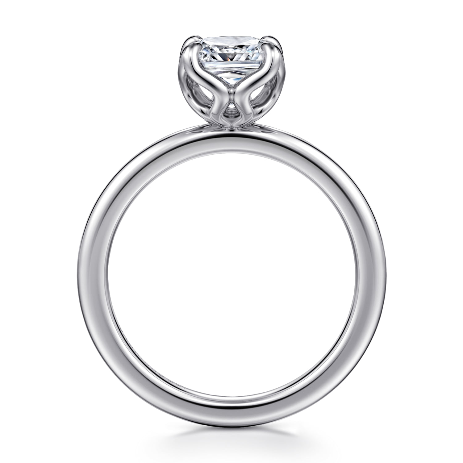 Cushion Solitaire Engagement Ring in 14K White Gold, photograph 2