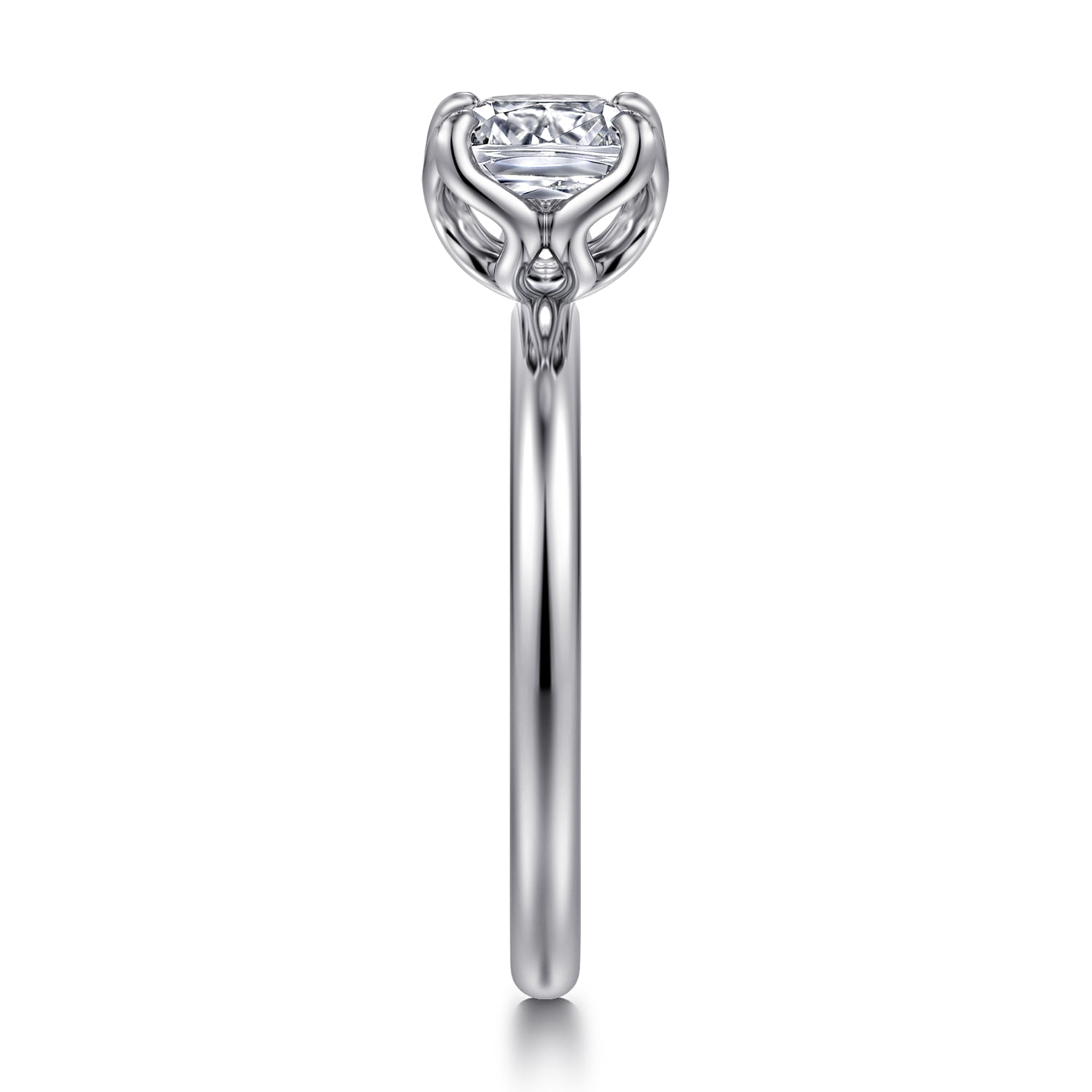 Cushion Solitaire Engagement Ring in 14K White Gold, photograph 4