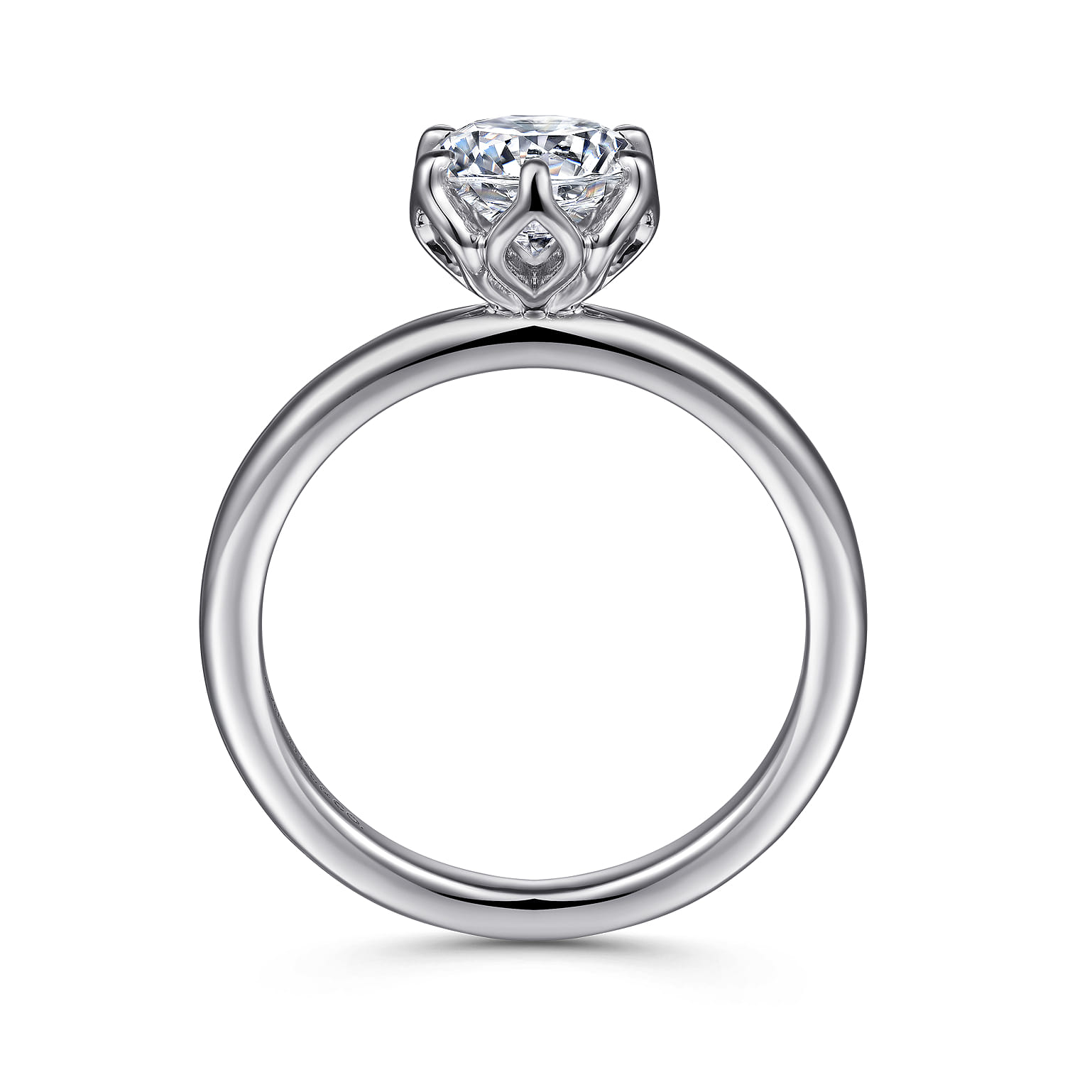 Round 6 Prong Solitaire Engagement Ring in 14K White Gold, photograph 2