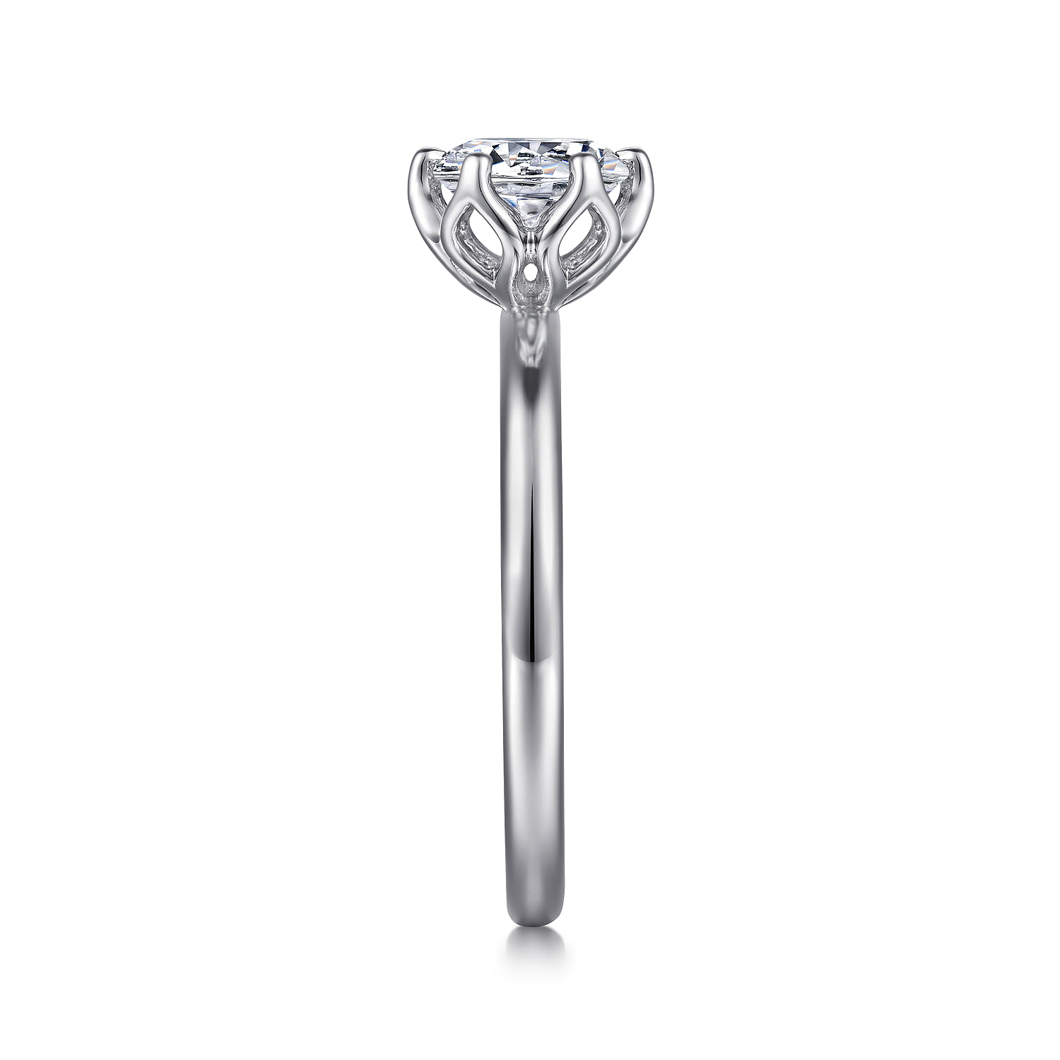 Round 6 Prong Solitaire Engagement Ring in 14K White Gold, photograph 5