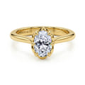 Tiona - 14K Yellow Gold 6 Prong Oval Diamond Engagement Ring