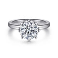 Liona - 14K White Gold Round Solitaire Diamond Engagement Ring