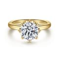 Liona - 14K Yellow Gold Round Solitaire Diamond Engagement Ring