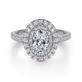 Sonay - 14K White Gold Oval Double Halo Diamond Engagement Ring