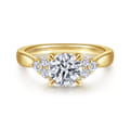 Melia - 14K Yellow Gold Three Stone Cluster Diamond Engagement Ring