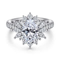 Bailee - 14K White Gold Bursting Halo Oval Diamond Engagement Ring