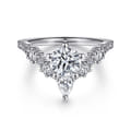 Daina - 14K White Gold Chevron Round Diamond Engagement Ring
