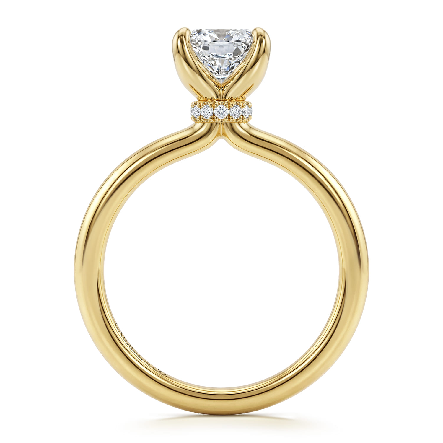 Radiant Solitaire Diamond Engagement Ring in 14K Yellow Gold, photograph 2