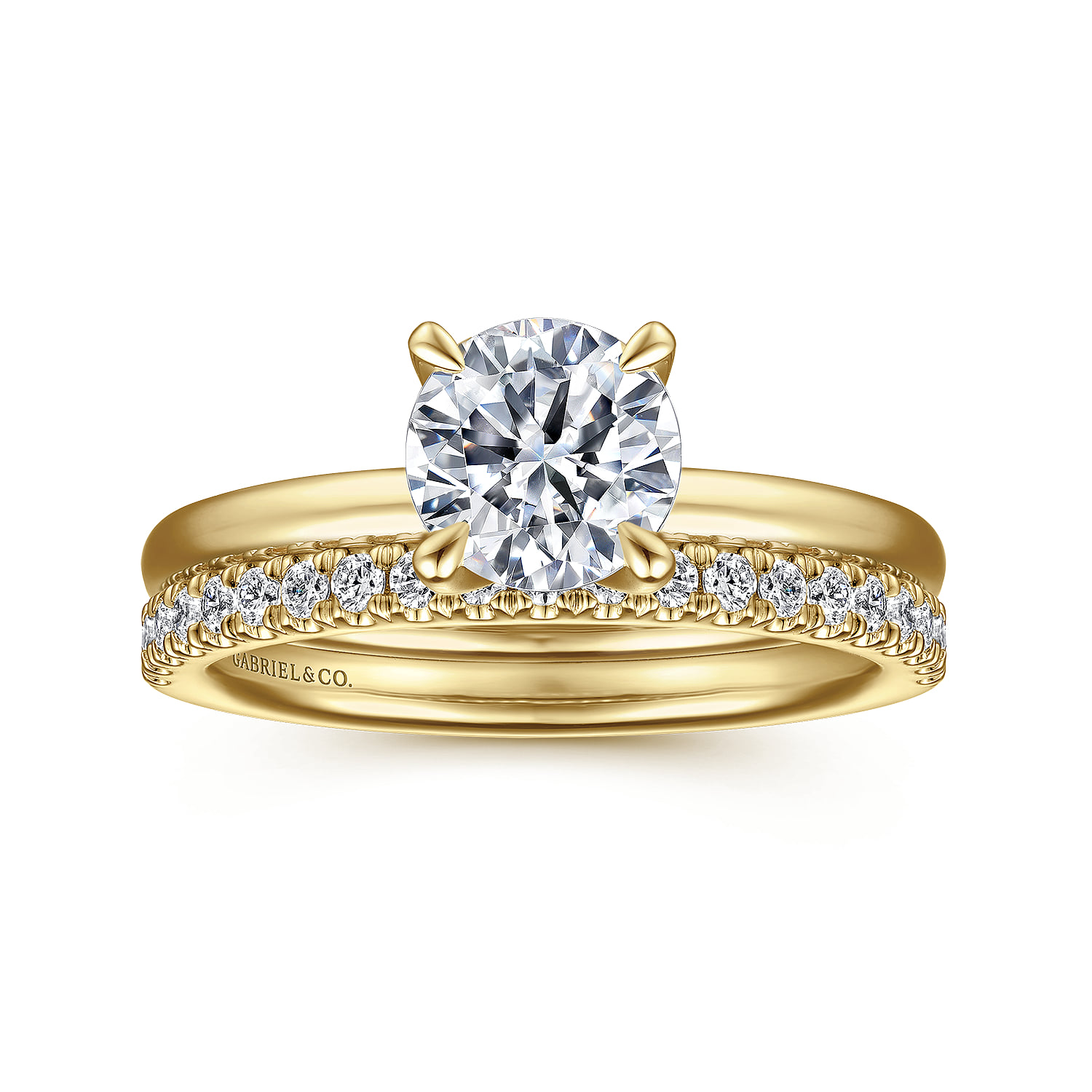Round Solitaire Diamond Engagement Ring in 14K Yellow Gold, photograph 4