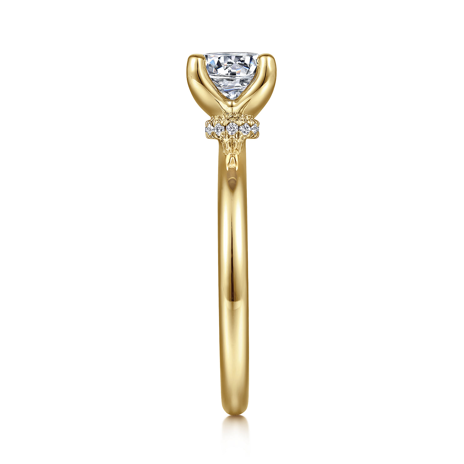 Round Solitaire Diamond Engagement Ring in 14K Yellow Gold, photograph 5