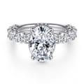 Leeda - 14K White Gold Oval Hidden Halo Diamond Engagement Ring
