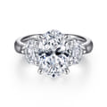 Laynie - 14K White Gold Oval Three Stone Diamond Engagement Ring