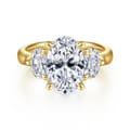 Laynie - 14K Yellow Gold Oval Three Stone Diamond Engagement Ring