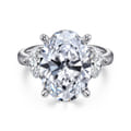 Laynie - 14K White Gold Oval Three Stone Diamond Engagement Ring