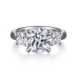 Aneta - 18K White Gold Round Three Stone Diamond Engagement Ring