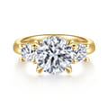 Aneta - 14K Yellow Gold Round Three Stone Diamond Engagement Ring