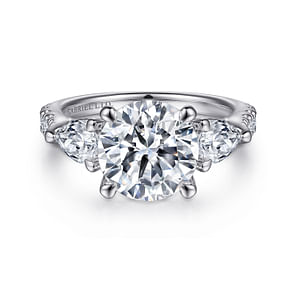 Elianna - 18K White Gold Round Three Stone Diamond Engagement Ring