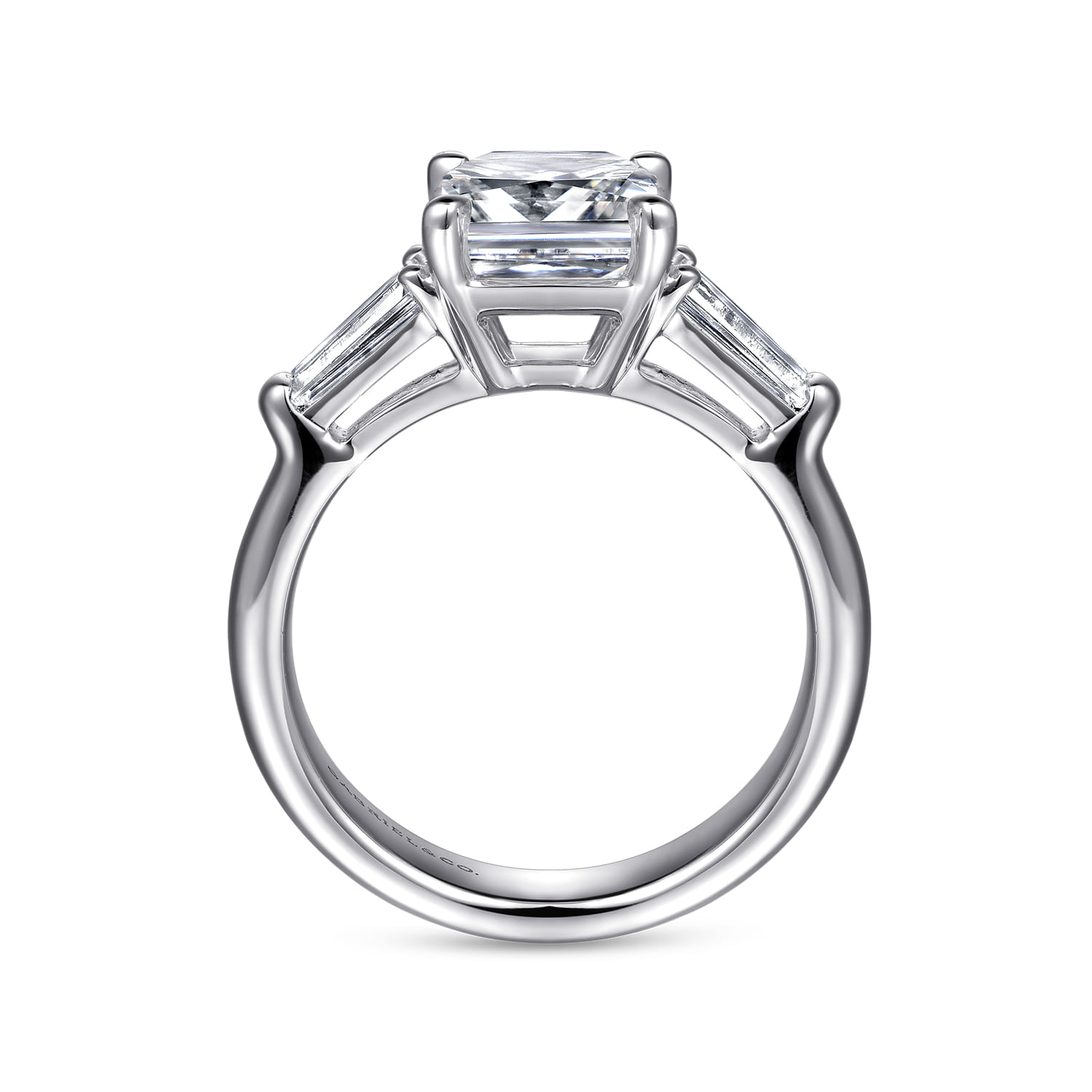 Emerald Diamond Channel Set Engagement Ring in 14K White Gold, photograph 2
