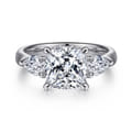Anabelle - 14K White Gold Cushion Cut Three Stone Diamond Engagement Ring