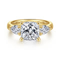 Anabelle - 14K Yellow Gold Cushion Cut Three Stone Diamond Engagement Ring