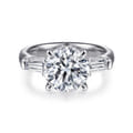 Belma - 14K White Gold Round Three Stone Diamond Engagement Ring