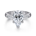 Belma - 18K White Gold Pear Shape Three Stone Diamond Engagement Ring