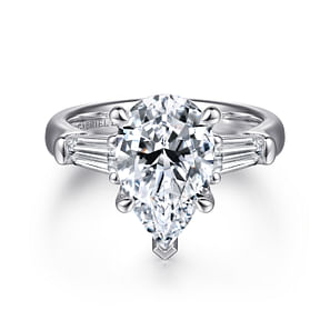 Belma - 18K White Gold Pear Shape Three Stone Diamond Engagement Ring