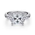 Meena - 14K White Gold Princess Cut Three Stone Diamond Engagement Ring