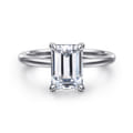Evelina - 14K White Gold Emerald Cut Solitaire Diamond Engagement Ring