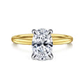Evelina - 14K White-Yellow Gold Oval Solitaire Diamond Engagement Ring