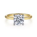 Evelina - 14K White-Yellow Gold Round Solitaire Diamond Engagement Ring