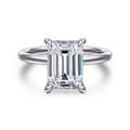 Cari - 14K White Gold Emerald Cut Diamond Engagement Ring