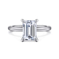 Cari - 14K White Gold Emerald Cut Diamond Engagement Ring