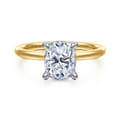 Cari - 14K White-Yellow Gold Elongated Cushion Diamond Engagement Ring