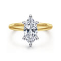 Cari - 14K White-Yellow Gold Hidden Halo Marquise Shape Diamond Engagement Ring