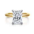 Cari - 14K White-Yellow Gold Hidden Halo Radiant Cut Diamond Engagement Ring