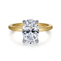 Cari - 14K White-Yellow Gold Hidden Halo Oval Diamond Engagement Ring