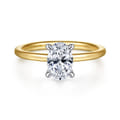 Cari - 14K White-Yellow Gold Hidden Halo Oval Diamond Engagement Ring