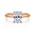 Cari - 14K White-Rose Gold Oval Diamond Engagement Ring