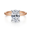 Cari - 14K White-Rose Gold Oval Diamond Engagement Ring