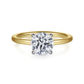 Cari - 14K White and Yellow Gold Hidden Halo Round Diamond Engagement Ring