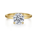 Cari - 14K Yellow Gold Hidden Halo Round Diamond Engagement Ring
