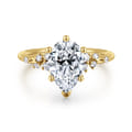 Reena - 14K Yellow Gold 6 Prong Pear Shape Diamond Engagement Ring