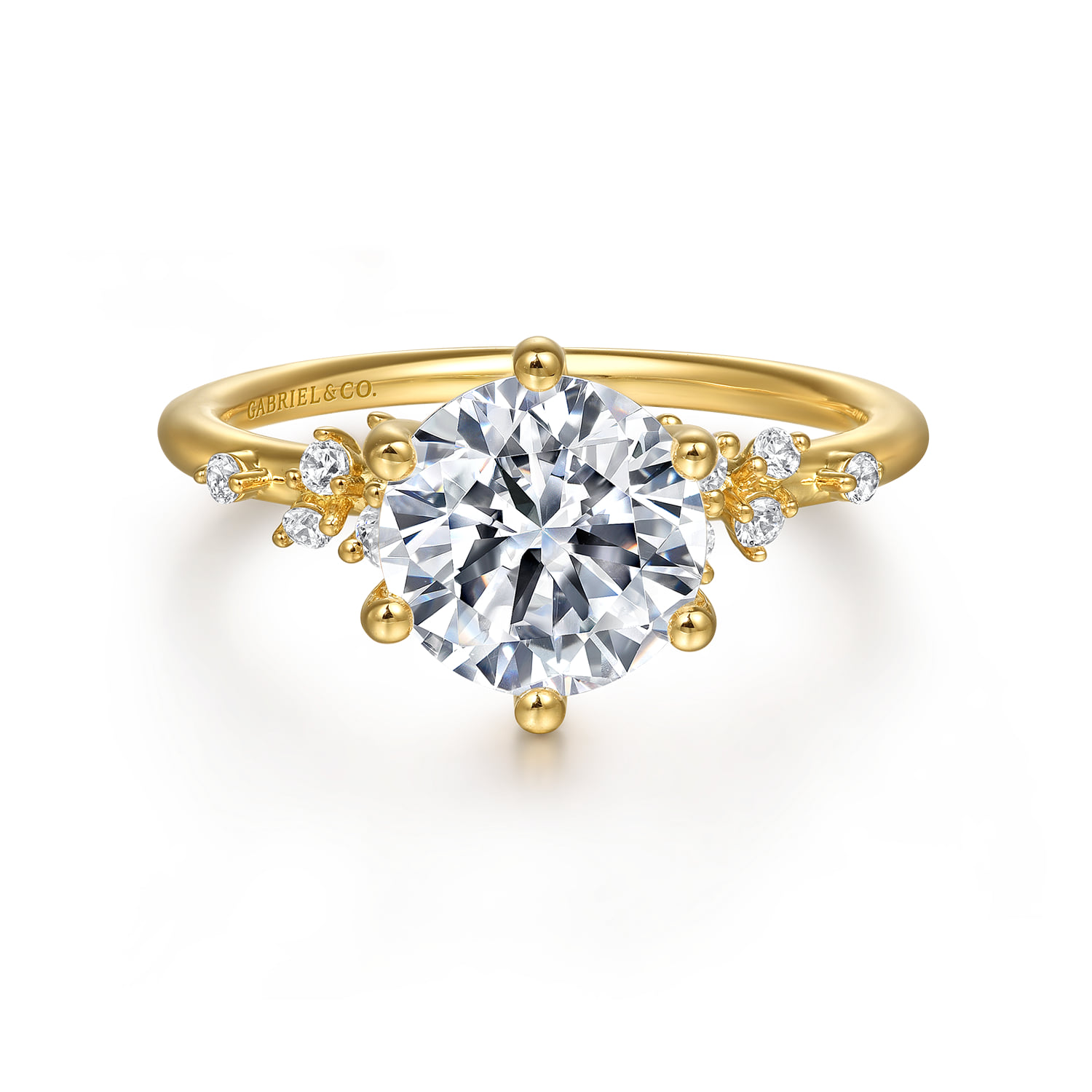 14k Yellow Gold Created Diamond Engagement Ring – 1.25 Ct Round, VVS1, D Color, Size 7