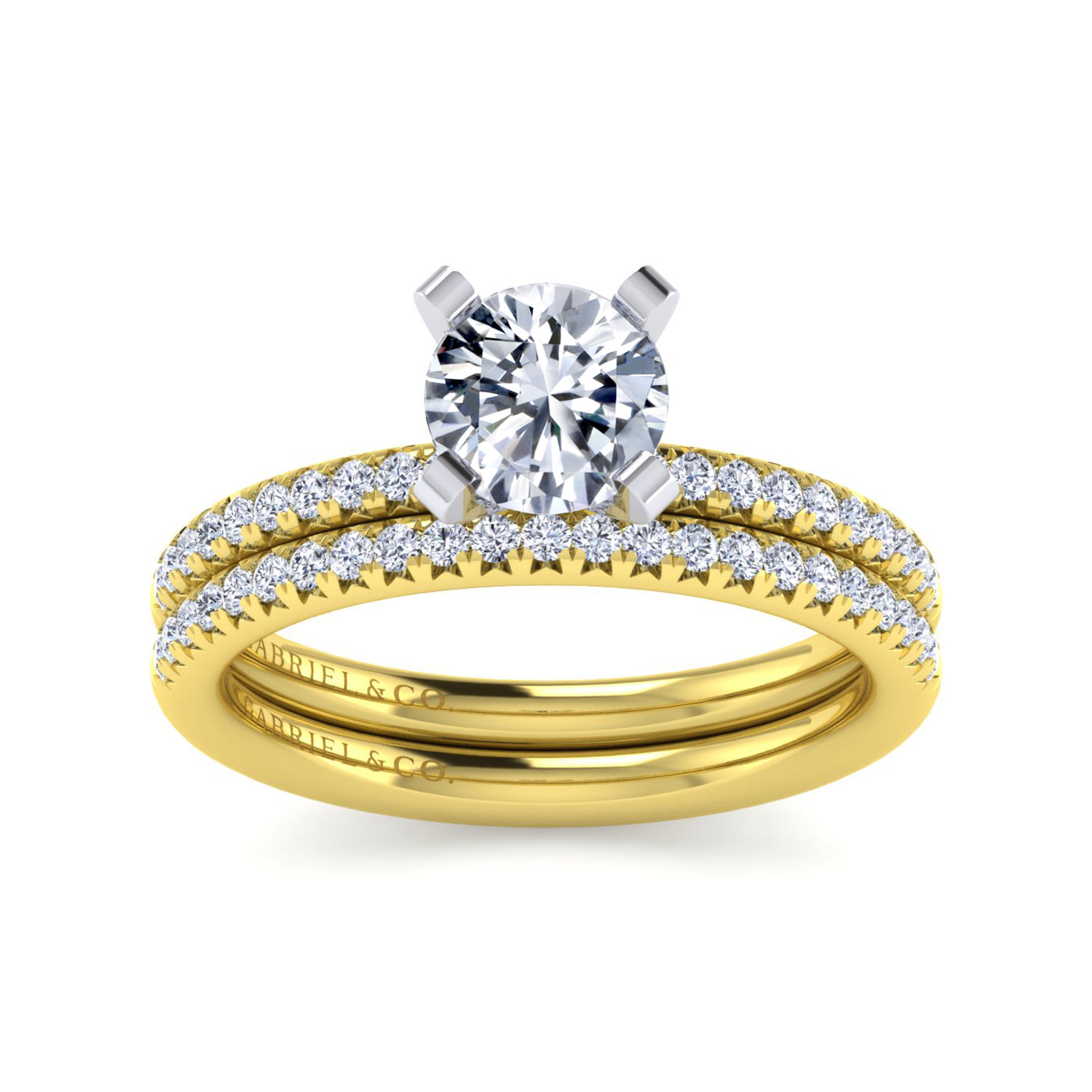Round Diamond Engagement Ring in 14K White/Yellow Gold, photograph 4