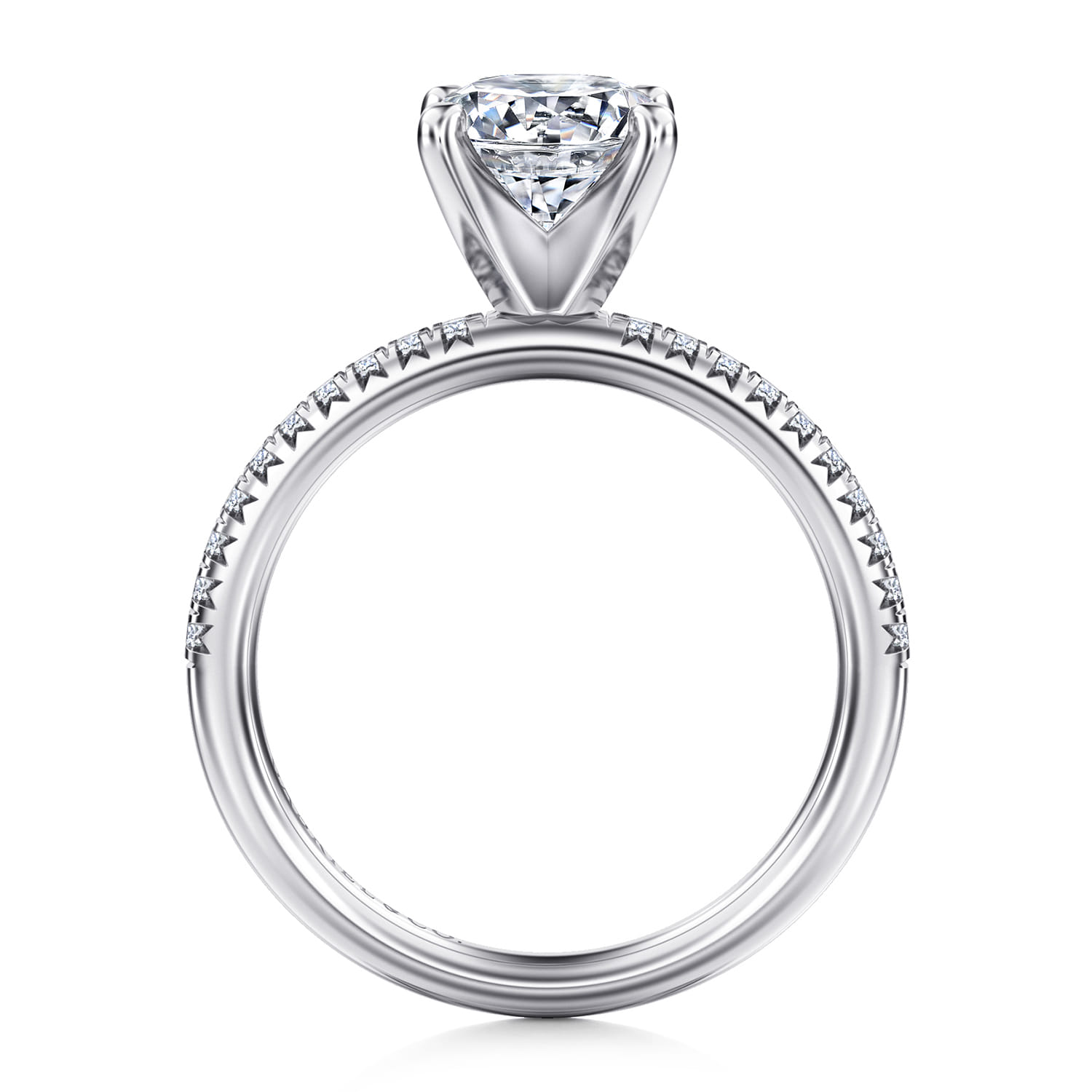 Round Diamond Engagement Ring in 14K White Gold, photograph 2