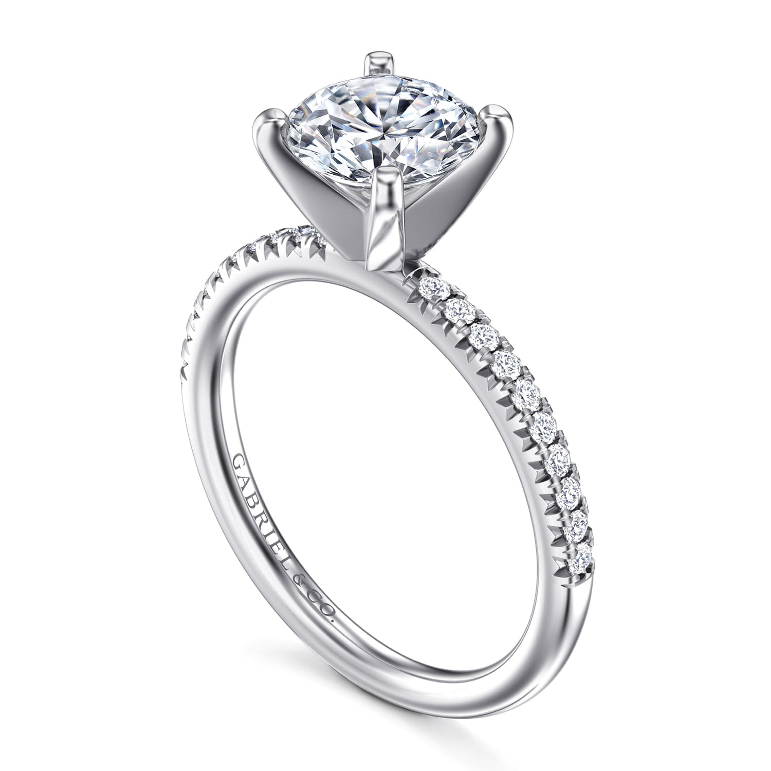 Round Diamond Engagement Ring in 14K White Gold, photograph 3
