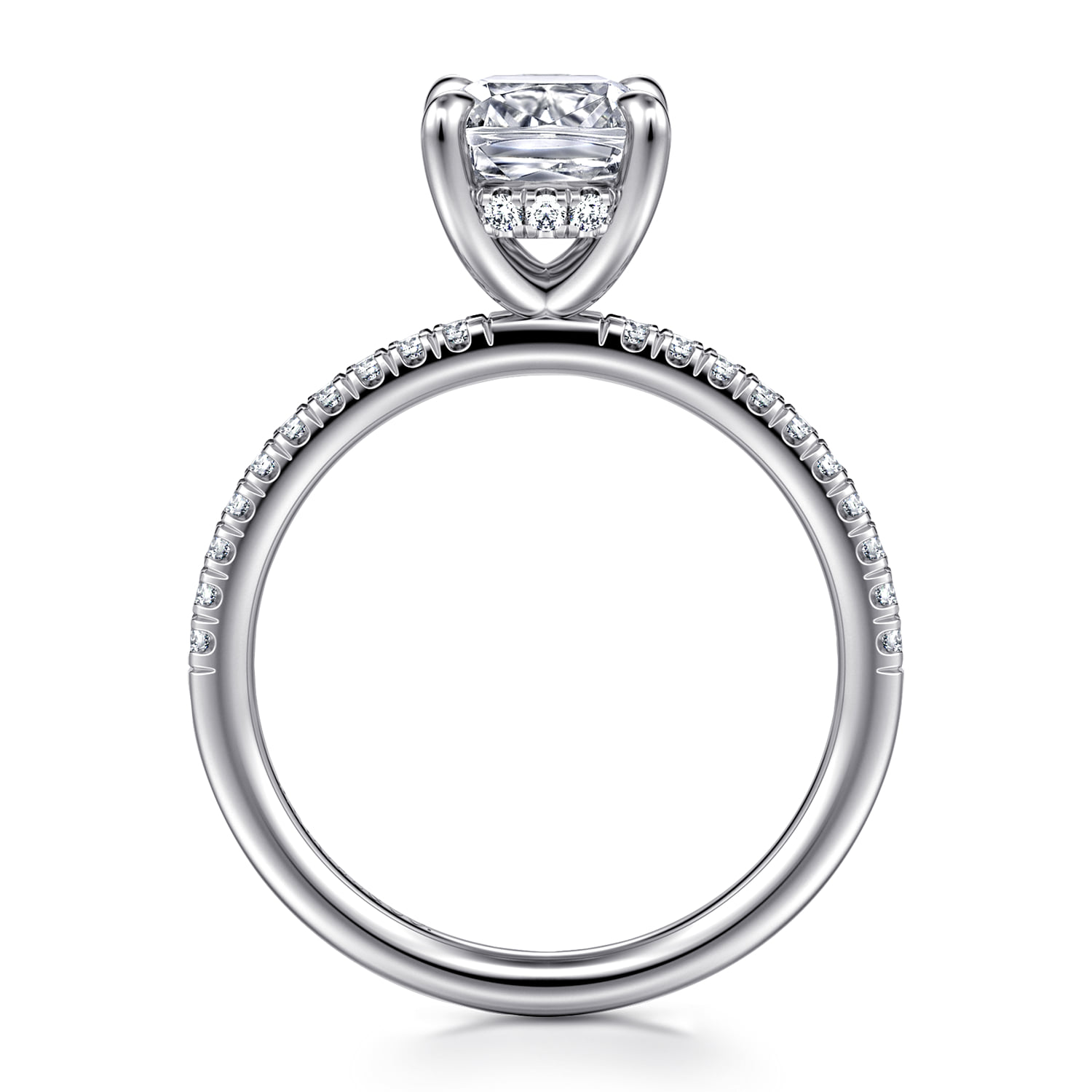 Cushion Diamond Engagement Ring in 14K White Gold, photograph 2