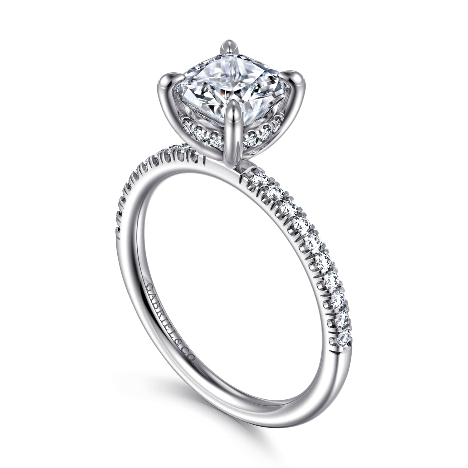 Cushion Diamond Engagement Ring in 14K White Gold, photograph 3